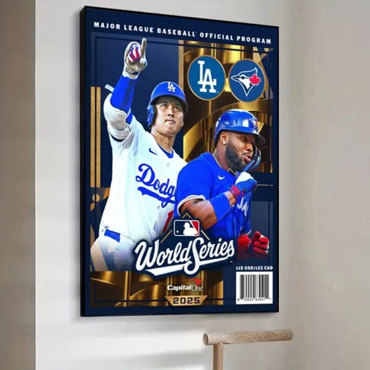Los Angeles Dodgers vs. Toronto Blue Jays 2025 World Series Vertical Poster