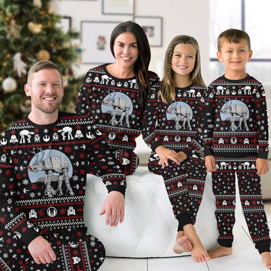 Discover Star Wars Long Sleeve Pajamas Set, AT-AT Christmas Pajamas Family, Movie Christmas Matching Pajamas, Xmas Holiday Gift