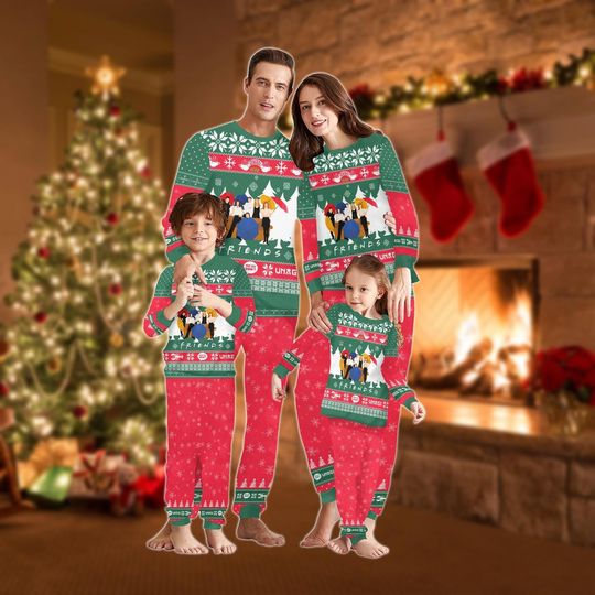 Friends TV Show Family Pajamas Set, Central Perk Matching Christmas PJs, Funny Sitcom Sleepwear, Cozy Holiday Outfit, Christmas Gift