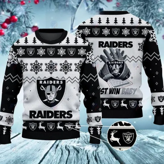 Raiders Just Win Baby Christmas Ugly Sweater
