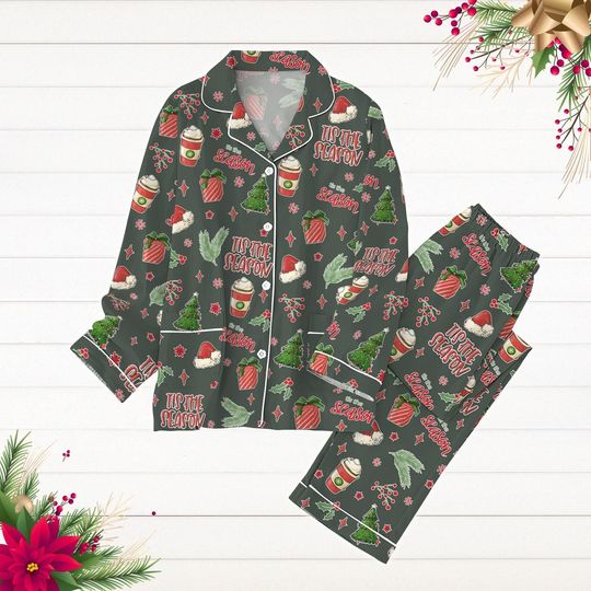 Discover Tiss The Seasson Pajamas Set, Merry Xmas Pajamas, Cute Winter Holiday Pajamas Pants, Christmas Tree Shirt, Pajamas For Party