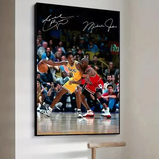 Michael Jordan vs Kobe Bryant Poster NBA Legends Sports Print