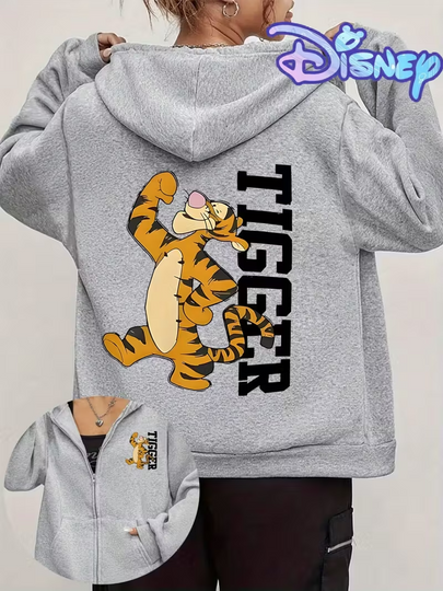 Winnie The Pooh Tigger Zipper Hoodies Sweatshirt  Women Men Cotton Autumn Winter Pullover Oversize Hoody Long Sleeve Coats