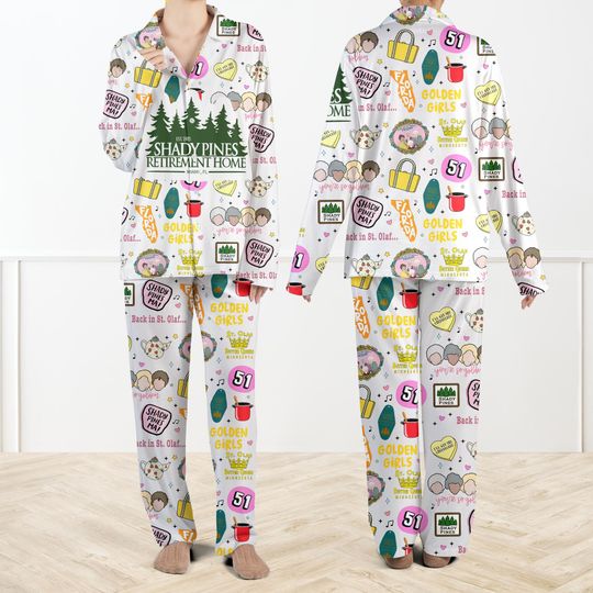 Discover Stay Golden Shady Pines Casual Pajama Set For Women And Kids, Funny Retro Sleepwear, Shady Pines PJs, Best Friend Gift, Birthday Pajama Set