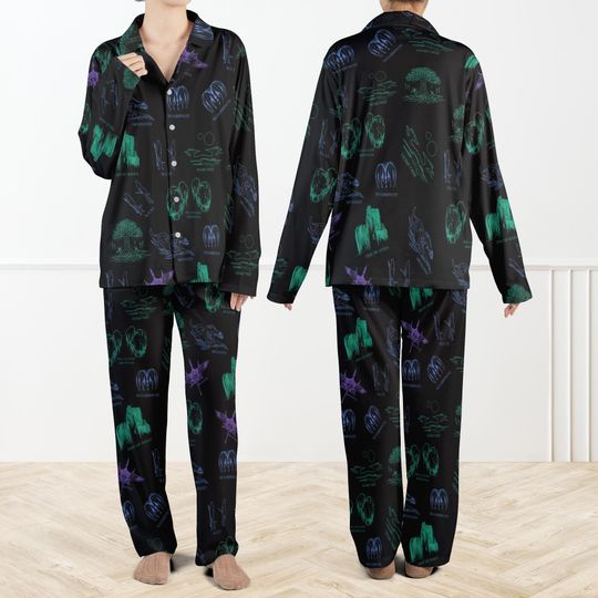 Discover The World Of Pandora Silky Pajama Set For Women And Kids, Bioluminescent Fantasy PJs, Neon Forest Sleepwear Women, Cosmic Night Pajama Set