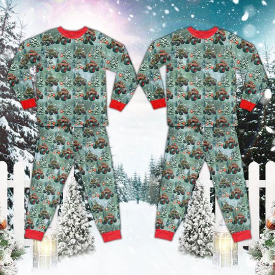 Discover Boys Christmas Pajamas Set, Monster Truck Christmas Long Sleeve Two Piece Pajama, Funny Christmas Holiday Family Pajamas Set