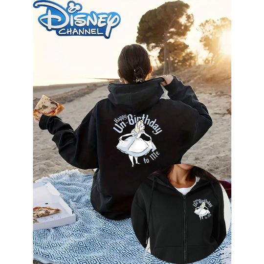 Discover Disney Alice's Adventures in Wonderland Women's Zipper Hoodie Autumn/Winter New Casual Fashion Men's and Women's Street Wear