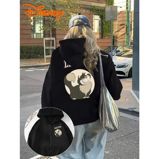Discover Disney Cinde Lucifer Cat Hoodie Women's Zipper Hoodie Autumn/Winter New Casual Men's and Women's Street Wear