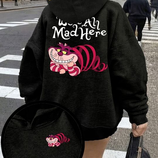 Discover Disney Alice's Adventures in Wonderland Cheshire Cat Women's Zipper Hoodie Autumn/Winter Casual Men's and Women's Street Wear