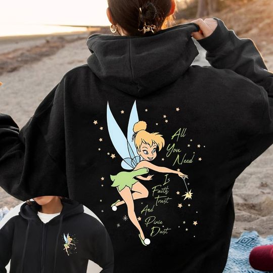 Discover Disney Tinker Bell Fairy Printed Women's Zipper Hoodie Autumn/Winter New Casual Fashion Men's and Women's Street Wear