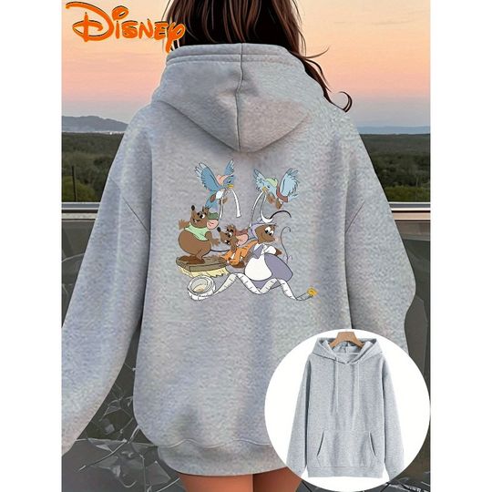 Discover 2025 Autumn/Winter Disney Women's Cute Mouse Printed Hat Hoodie Zipper Sweatshirt Casual Long Sleeve Double Pocket