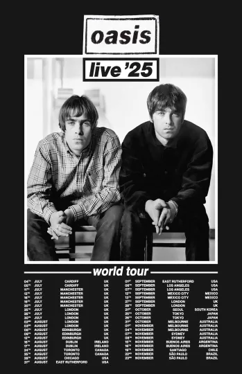 Discover Oasis Live 25 World Tour Framed Poster - Vertical Matte Premium