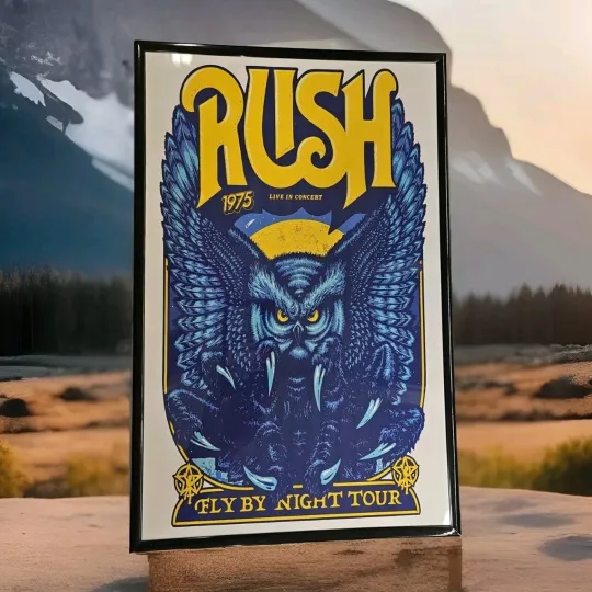 Discover Rush 1975 Framed Vertical Poster Fly By Night Tour