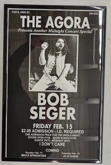 Discover Bob Seger Framed Concert Poster Columbus Agora