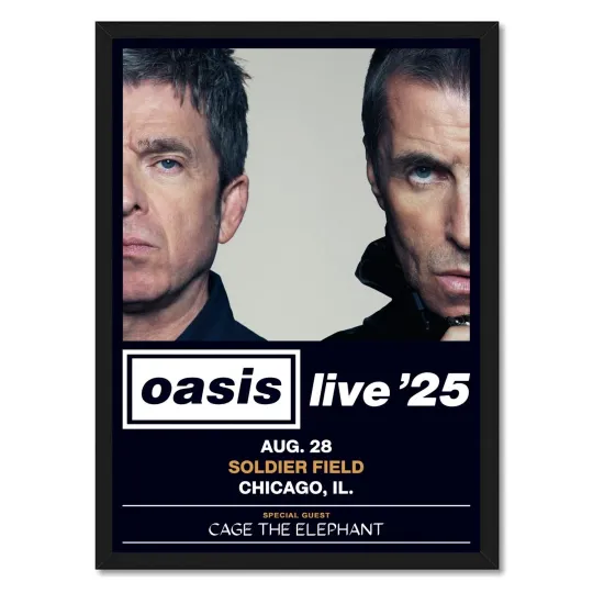 Discover Oasis Live 2025 Poster Chicago Concert Tour Wall Art Print
