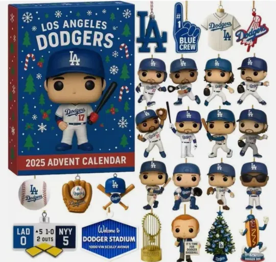 Discover Dodgers 2D Advent Calendar 2025 Holiday Countdown Ornaments Gift