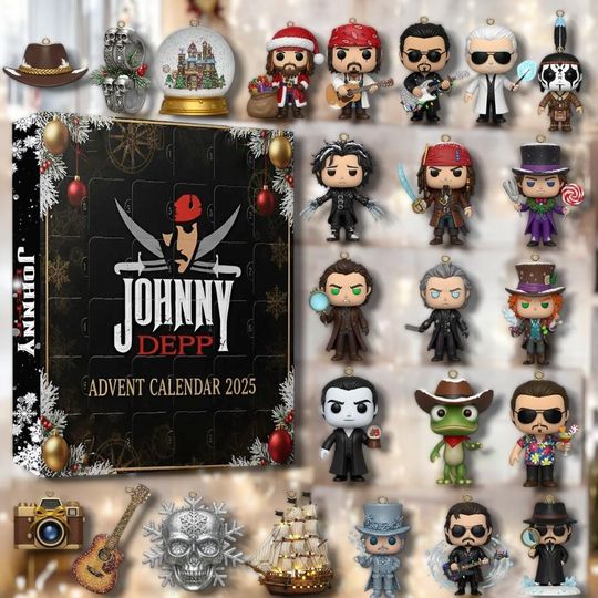 Johnny Depp Hollywood Actor Inspired Advent Calendar 2025, Johnny Depp Advent Calendar, Set Movie Fans Collectible Christmas Gift