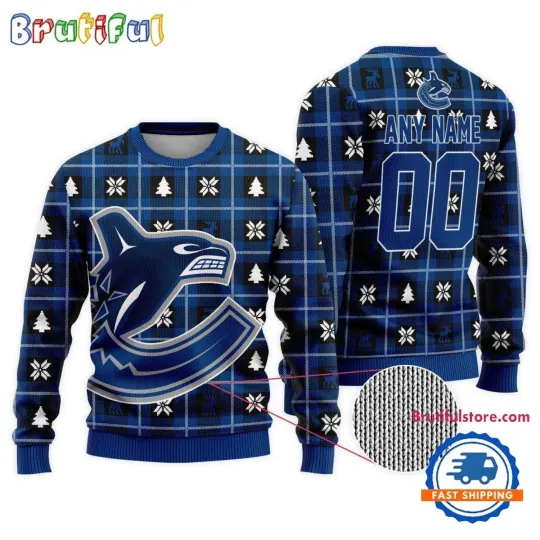 Discover Vancouver Canucks Personalized Snow Tree Ugly Christmas Sweater