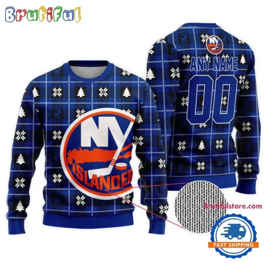 Discover New York Islanders Personalized Snow Tree Ugly Christmas Sweater