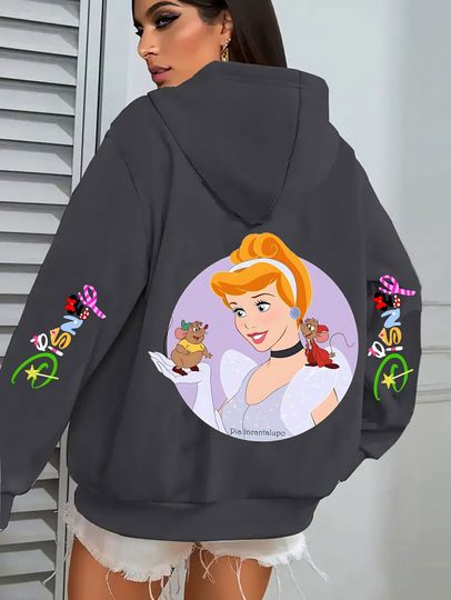 Discover Disney Cinde and Mouse Cartoon Hoodie - Winter Hooded Casual Fashion Cute Printed Cartoon Sweatshirt
