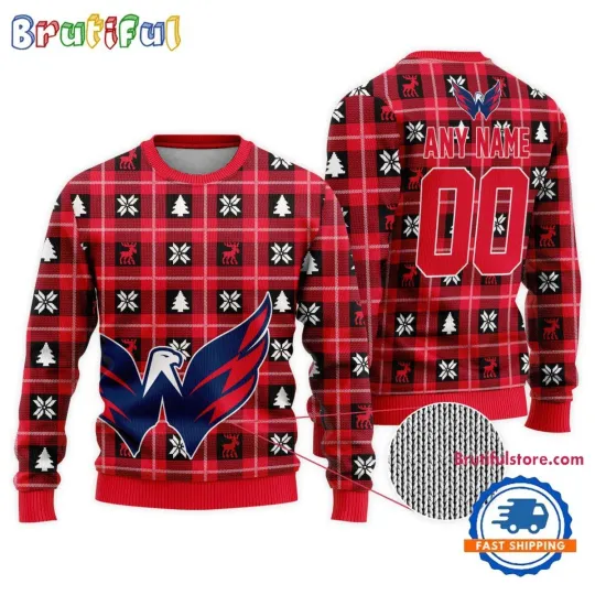 Discover Washington Capitals Personalized Snow Tree Ugly Christmas Sweater