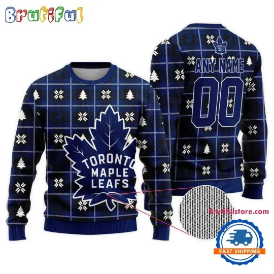Discover Toronto Maple Leafs Personalized Snow Tree Ugly Christmas Sweater