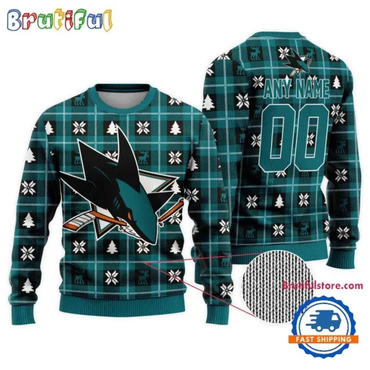 San Jose Sharks Personalized Snow Tree Ugly Christmas Sweater