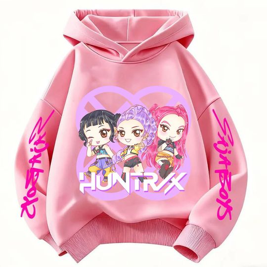 Discover New 2025 Children's Cotton Korean Wave Demon Hunter Printed Fashion Casual Movie Cartoon Boys and Girls Hooded Sweatshirt