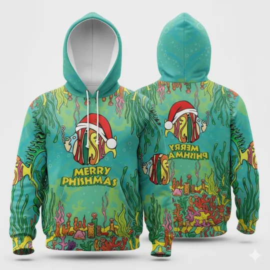 Discover Phish Merry Phishmas The funny character Waiting 3D AOP hoodie