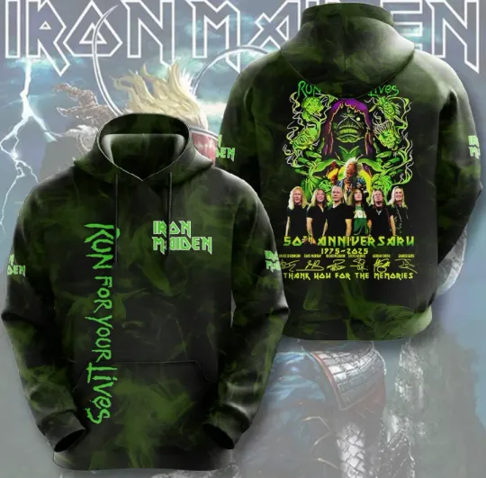 1Iron Maiden 50Th Anniversary Signatures 3D Hoodie
