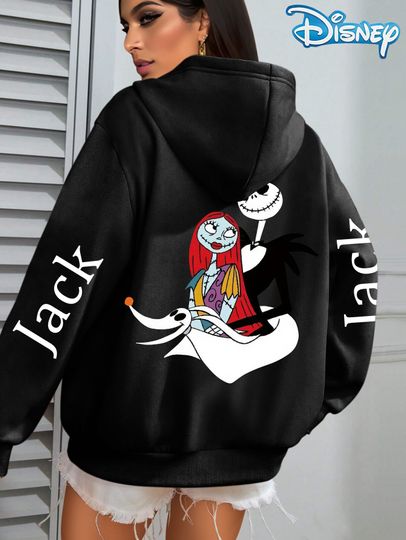 Discover Disney Jack and Marlene Felson, As Well As Phantom Casual Slogan Pullover Long Sleeved Hooded Sweatshirt
