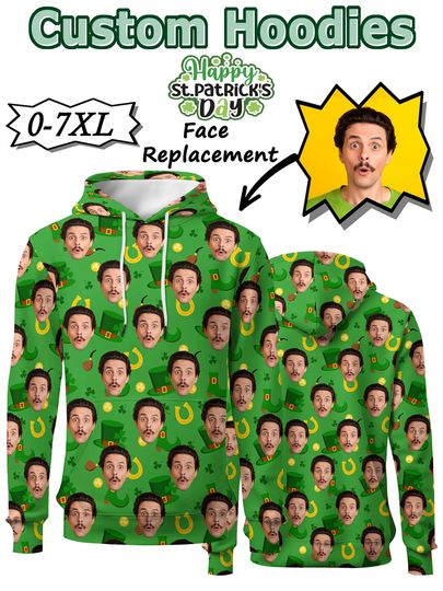 Discover Newest 3D Graphic Hoodies Custom Face Sweatshirt For Men Women Funny Customization Photo Sweatshirts Fashion Hoodies Tops Adults