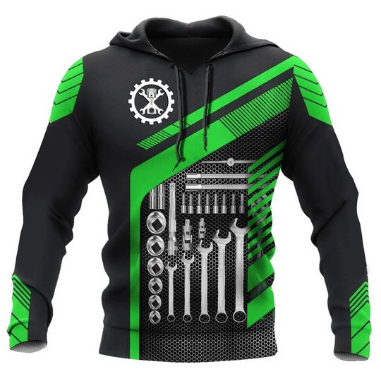 Men's Hooded Sweatshirt Vintage T-Shirt Autumn Clothing Mechanic 3d Print Tops Fashion Street Casual Hoodies Oversized Pullover