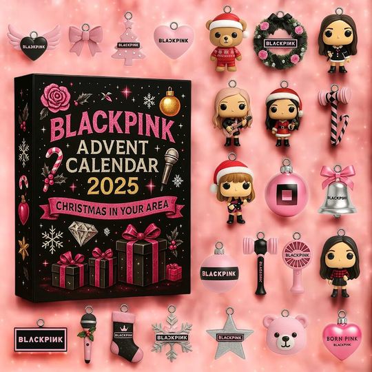 Black Pink Acrylic Advent Calendar 2025 - 24 Days Countdown, Glam Christmas Gift, Collectible Decor