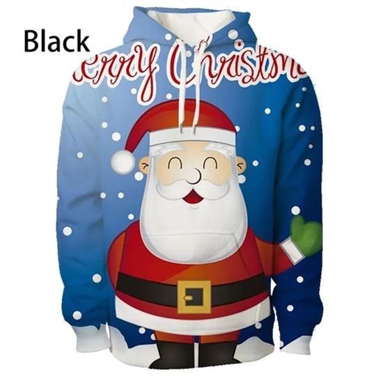 Discover Merry Christmas Graphic Pullover Hoodies 3D Santa Claus Reindeer Print Hooded Hoody For Men Women Kids Fashion Sweatshirts Tops