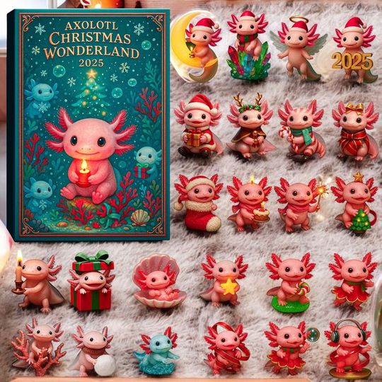 Discover Acrylic Advent Calendar Blind Box Axolotl Christmas Wonderland 24 Days Countdown Surprise Gift for Kids