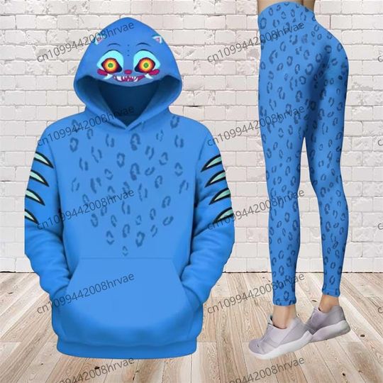 Derpy Tiger 3D Hoodie, Women's Leggings, Kpop Devil Hunter Sweatshirt and Yoga Pants Set, Halloween Kpop Movie Fan Gifts