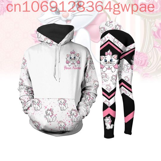 Discover Cartoon Disney Marie Cat Women's 3D Print Hoodie and Legging Set Casual Women's Yoga Pants Sweatshirt Fashion Sports Suit