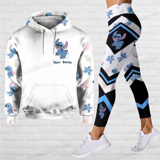 Discover Halloween personalized Stitch hoodie, Disney cartoon leggings, Stitch 3D full print sweatshirt, women's yoga pants set