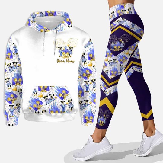 Discover 2025 Anniversary Magic Kingdom Minnie Mickey Mouse Hoodie and Leggings Disney Sweatshirt Yoga Pants Fashion Two-Piece Set