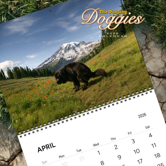 Discover 2026 Pooping Doggies Vertical Wall Calendar, Funny Office Gift, Coworker Gift, White Elephant Gag Gift
