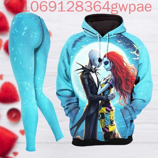 Discover Disney Jack Skellington Women's 3D Hoodie Legging Set Oogie Boogie Casual Women Y2k Yoga Pants Sweatshirt Fashion Sports Suit