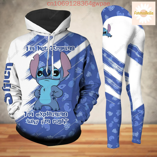Discover Disney Stitch Hoodie and Leggings Set Women's Stitch and Angel Christmas Hoodie Yoga Pants Sweatpants Fashion Tracksuit Set