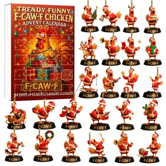 Discover 2025 Christmas F-caw-f Chicken Advent Calendar, 24 Days Xmas Countdown Calendar
