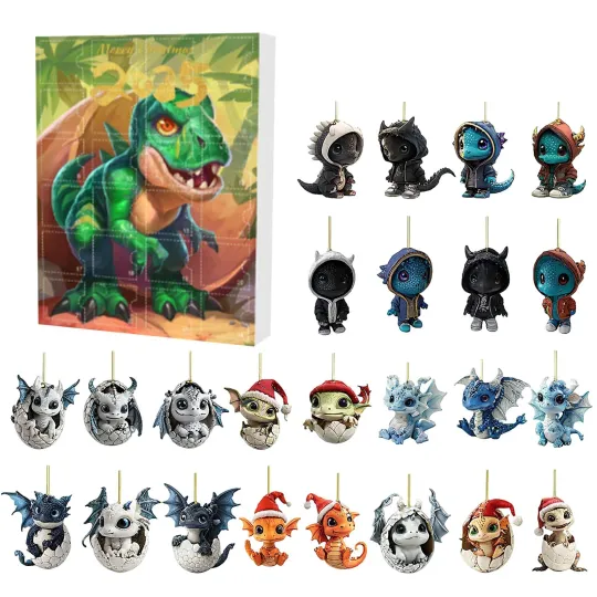 Discover 24 Days Blue Baby Dragon Advent Calendar 2025 Merry Christmas, Gift For Kids