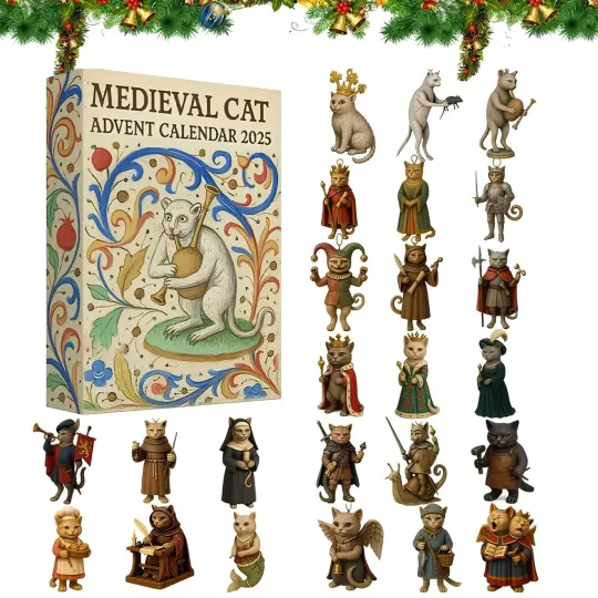 Discover Medieval Cat Advent Calendar 2025, 24 Days Christmas Holiday Countdown Giffts