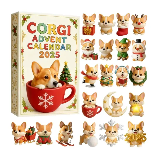 Discover Corgi Advent Calendar 2025, 24 Days Countdown with Corgi Ornaments, Dog Lovers