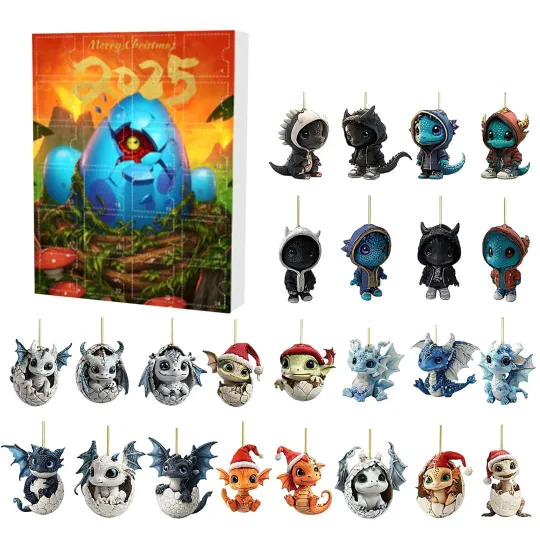 Discover 🐉2025 Merry Christmas 24 Days Blue Baby Dragon Advent Calendar Santa Gift TypeB