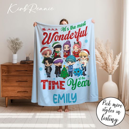 Kpop Demon Hunter Blanket, Saja Boys Fleece Throw, Cozy Kpop Fan Gift, Derpy Tiger Flannel Blanket