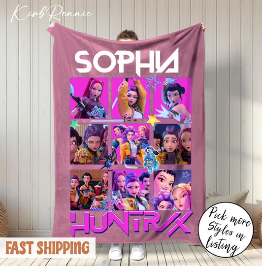 Discover Personalized Huntrix Demon Hunters Fleece Blanket for Anime Fans